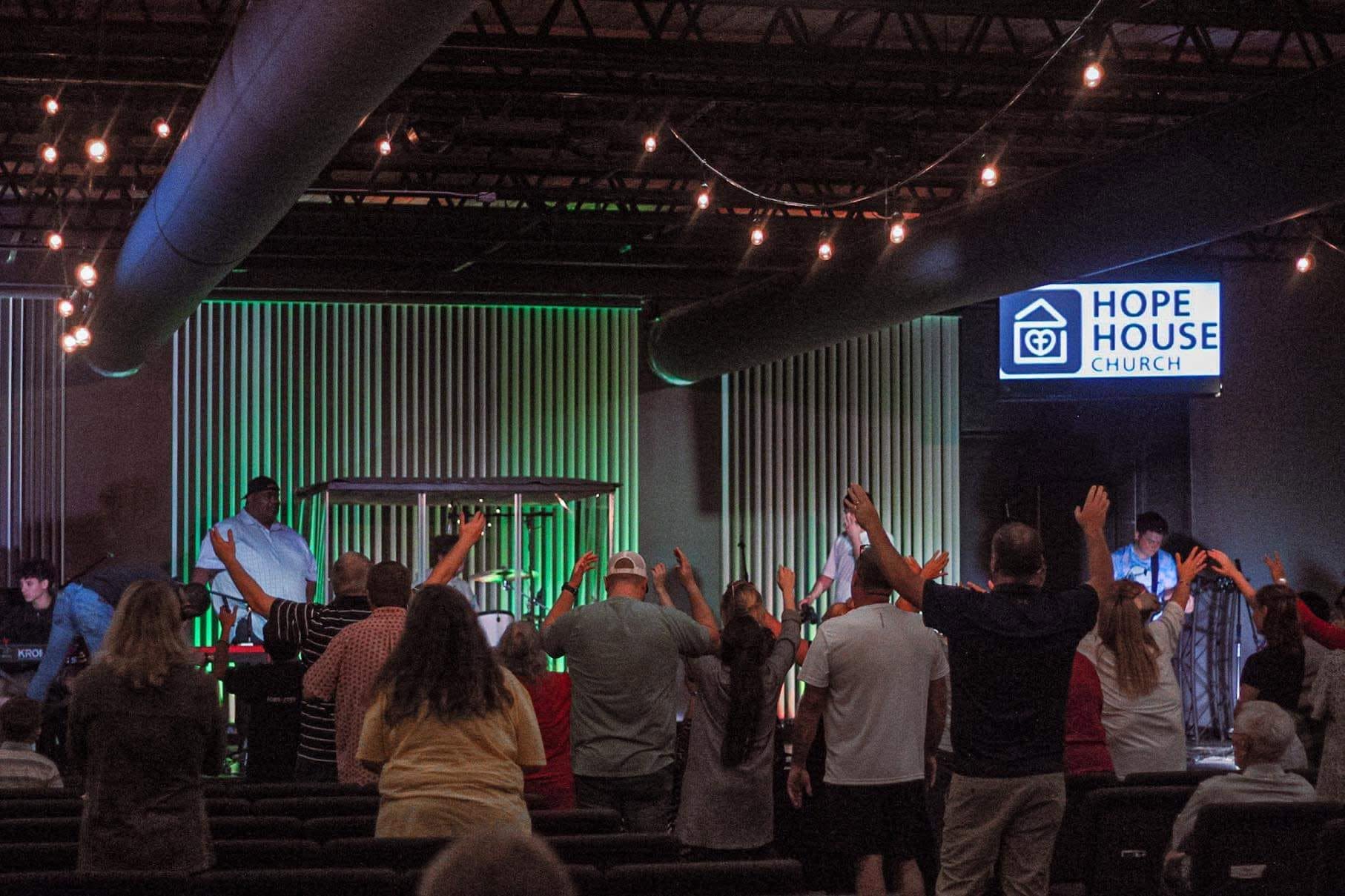 The congregation gathered for worship at Hope House Church
